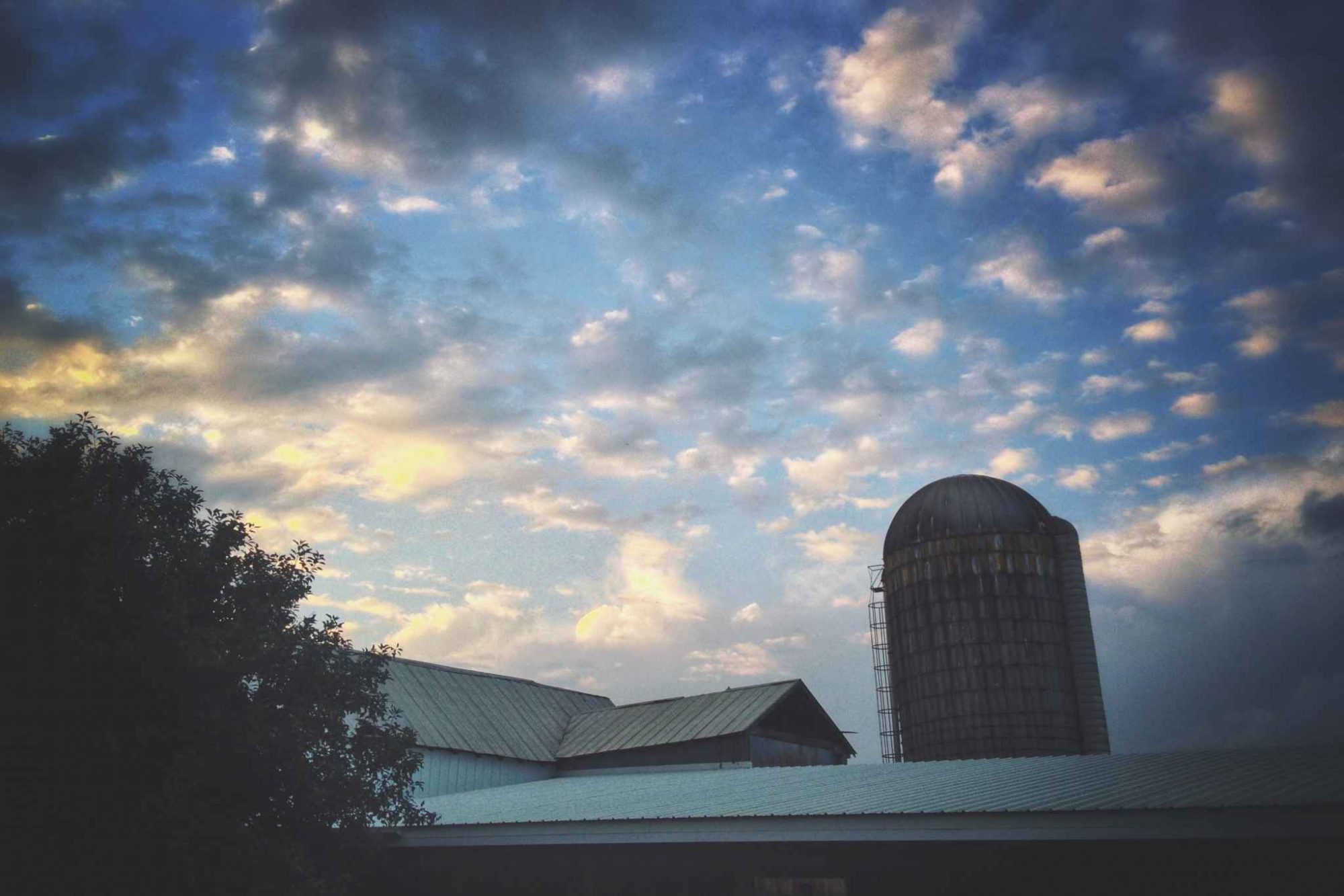 Sunset Over the Barn and Silo